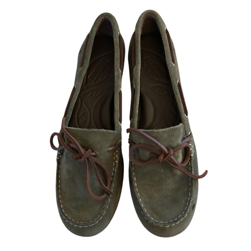 Born | Women’s Olive Green Suede Leather Slip On Driving Loafers Moccasins 8.5